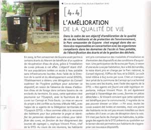 Article du rapport d'activité du Parc Amazonien de Guyane 2010